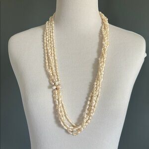 Vintage 5 strands pearl necklace with 14k decorative closure